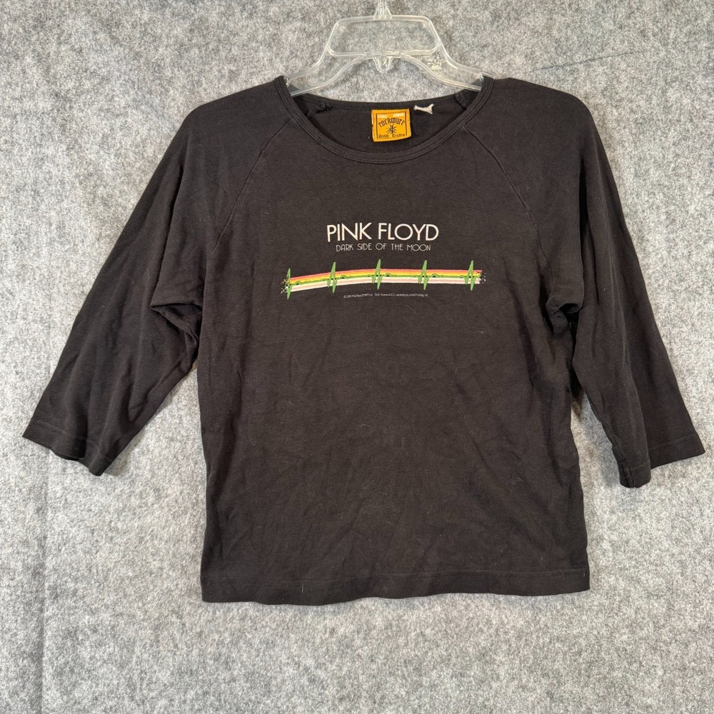 Vtg PINK FLOYD Crop Shirt Womens Large Rockware 2006 Dark Side Moon Band Y2K